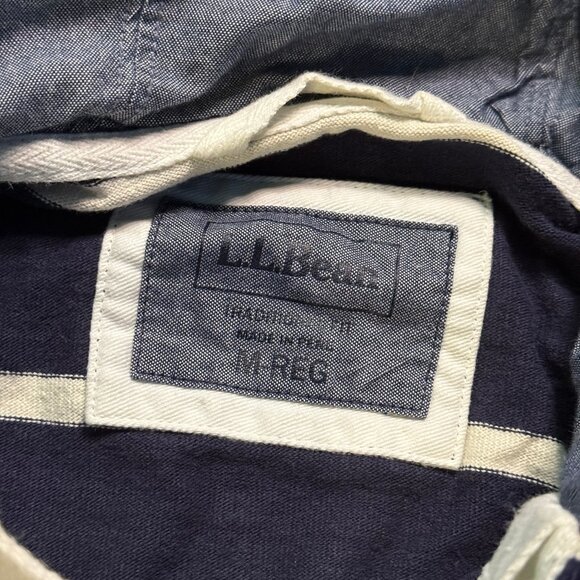 L.L. Bean Men's Rugby Traditional Fit Hoodie - Navy/Orange - Picture 4 of 6